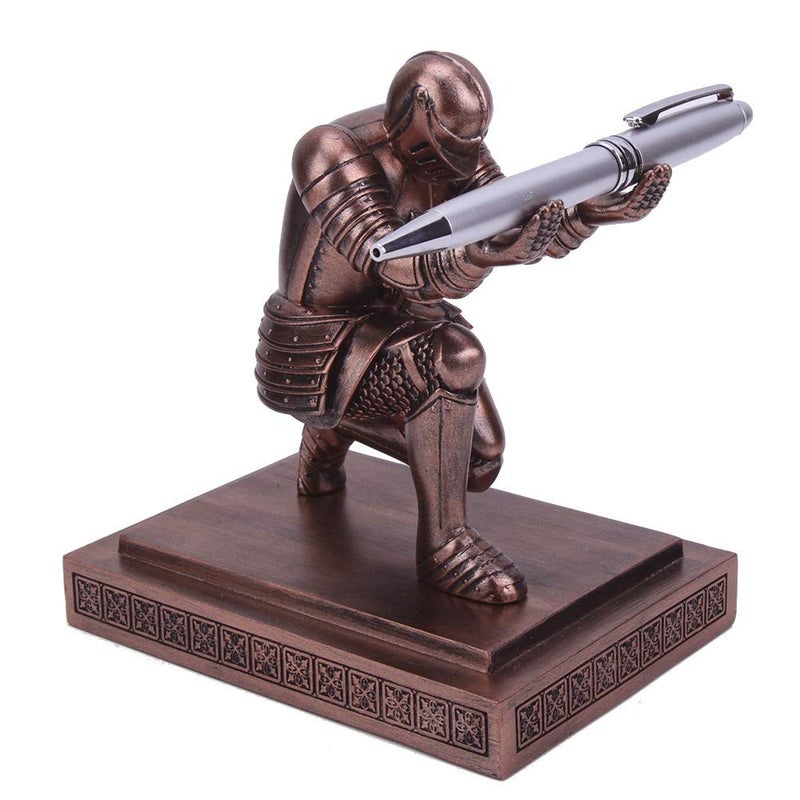 Amoysanli Knight Pen Holder Desk Organizers and Accessories Desk Decor Resin Pen Holder as Gift with a Cool Pen for Office and Home (Red) - Image 2